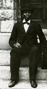 Henry Spradley Seated on Step of Building at Dickinson College