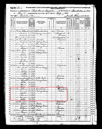 1870 United States Federal Census for Dennis Bush