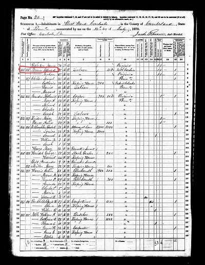 1870 United States Federal Census for Edward Brown