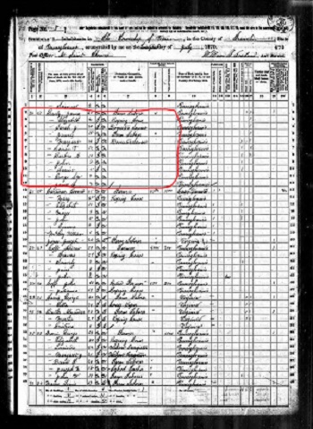 1870 United States Federal Census for James Bailey