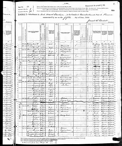 1880 United States Federal Census for James Alexander