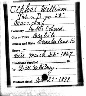 Headstone Information for Civil War Veteran William Cephas