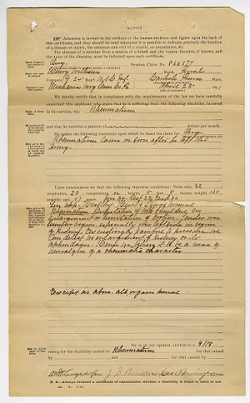 Medical Examination of Henry William Spradley