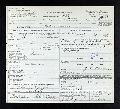 Pennsylvania, Death Certificates 1906-1967 for John Green