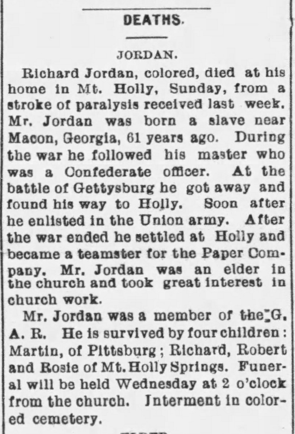 Jordan Obituary