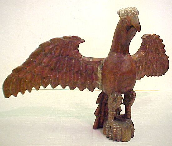 Large pine wooden carved Schimmel spread wing eagle.