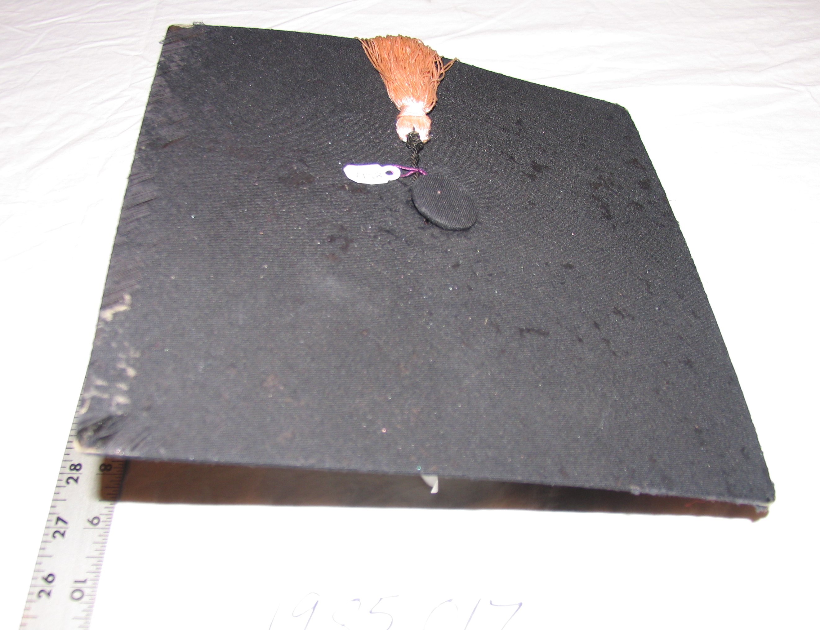 Image of a mortorboard worn at graduation at Irving College, Mechanicsburg with a pink tassel