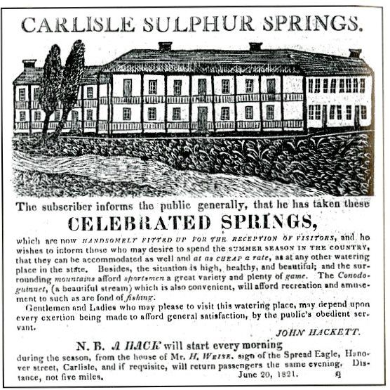 Advertisement for the Carlisle Sulphur Springs.