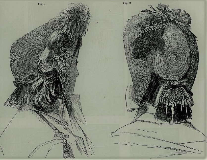 Hat and bonnet illustrated in Godey’s Lady’s Book and Magazine for 1862
